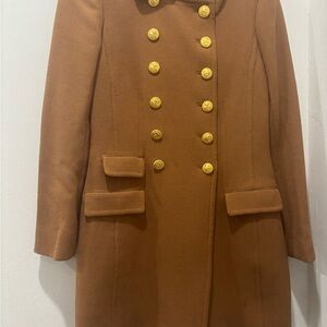 J. Crew Tan Trench Coat with Gold Buttons